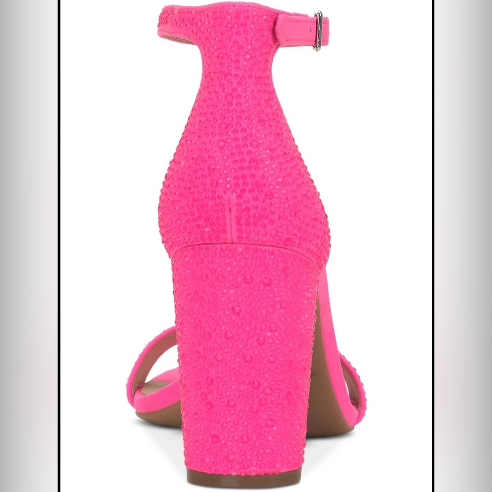 INC Lexini Barbie Pink Embellished Bling Block Sandal Heels New In Box - Picture 3 of 5